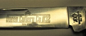 Blade etch (Company name. model #, and "Tool Steel") and tang stamp at the beginning of the 21st century
