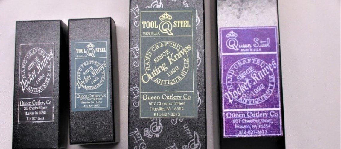 Four versions of Queen-labeled knife boxes in the 2000's